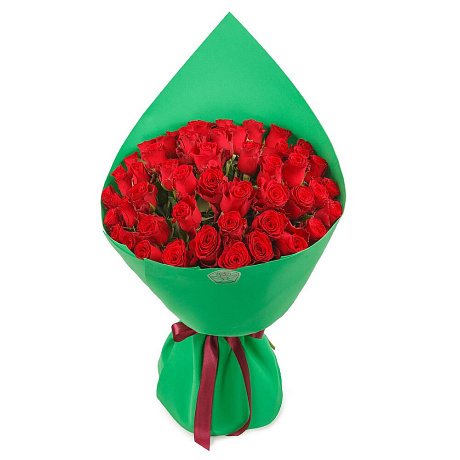 Букет 51 красная роза в фоамиране - Фото 1