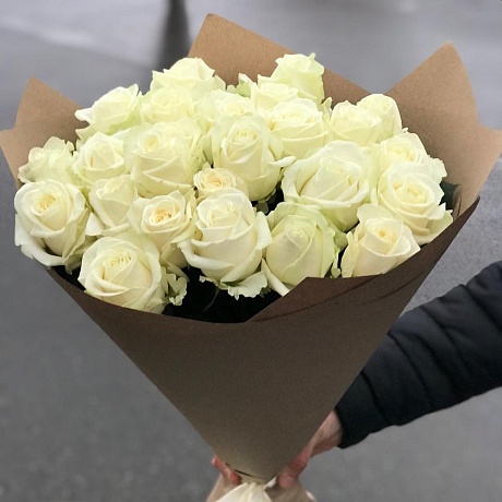 Букет из 21 белых роз - Фото 1