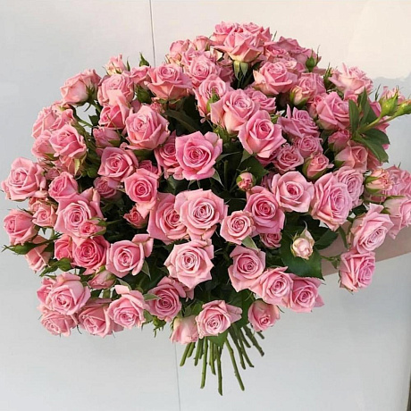 Букет из 19 кустовых розовых роз - Фото 1