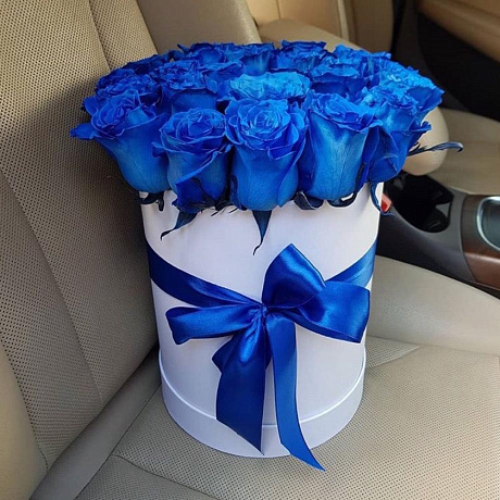 Синие розы в коробке - Фото 1