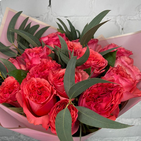 Букет из 15 пионовидных роз №163 - Фото 1