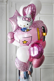Композиция из шаров "Весёлый Hello Kitty"