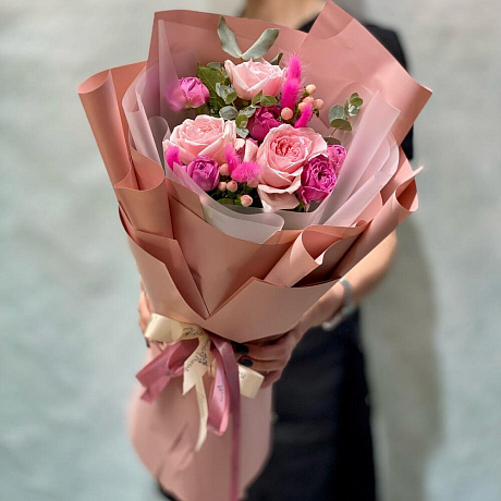 Букет с ароматными розами  «Розовая мечта» - Фото 6