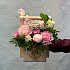 Нежная Композиция в деревянном ящичке с розами и диантусом - Фото 4