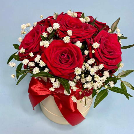 Коробка с бордовыми розами Ред Наоми - Фото 4