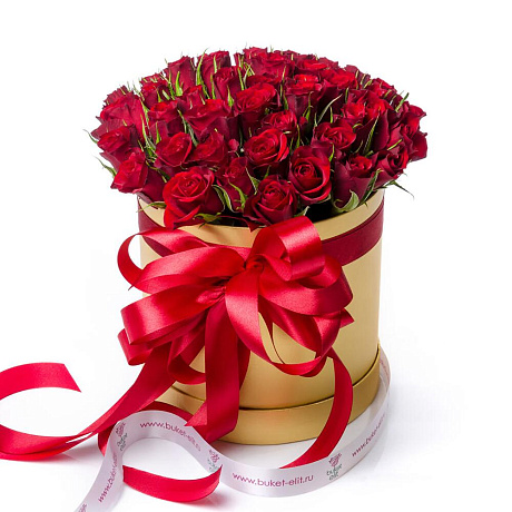 51 красная роза в коробке (Кения) - Фото 1