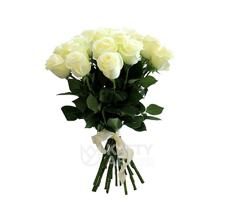Букет 21 белая роза 60 см - Фото 1