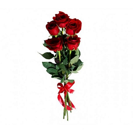Букет из 7 красных роз под ленту - Фото 1
