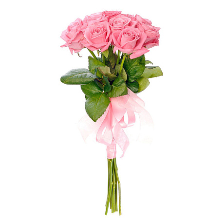 Букет из 7 розовых роз под ленту - Фото 1