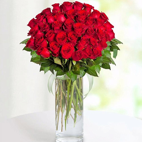 45 красных роз. Ваза в подарок - Фото 1